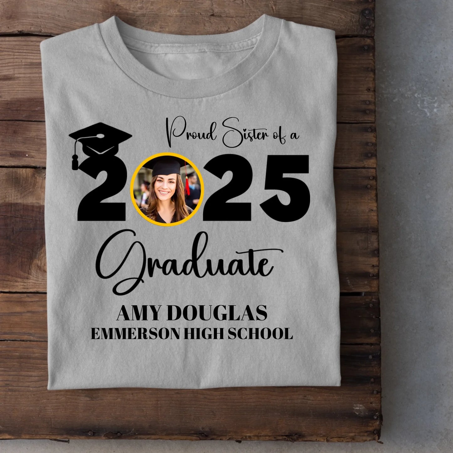 Custom Graduation Photo T-shirt, Proud Mom Of A Graduate