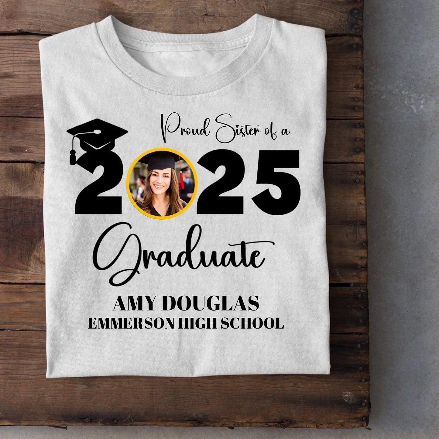 Custom Graduation Photo T-shirt, Proud Mom Of A Graduate