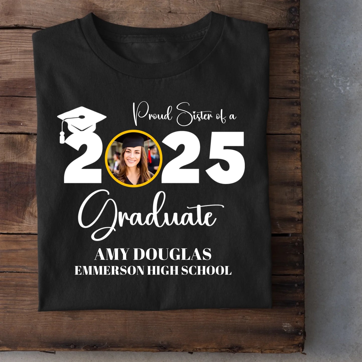 Custom Graduation Photo T-shirt, Proud Mom Of A Graduate