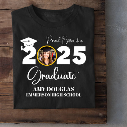Custom Graduation Photo T-shirt, Proud Mom Of A Graduate