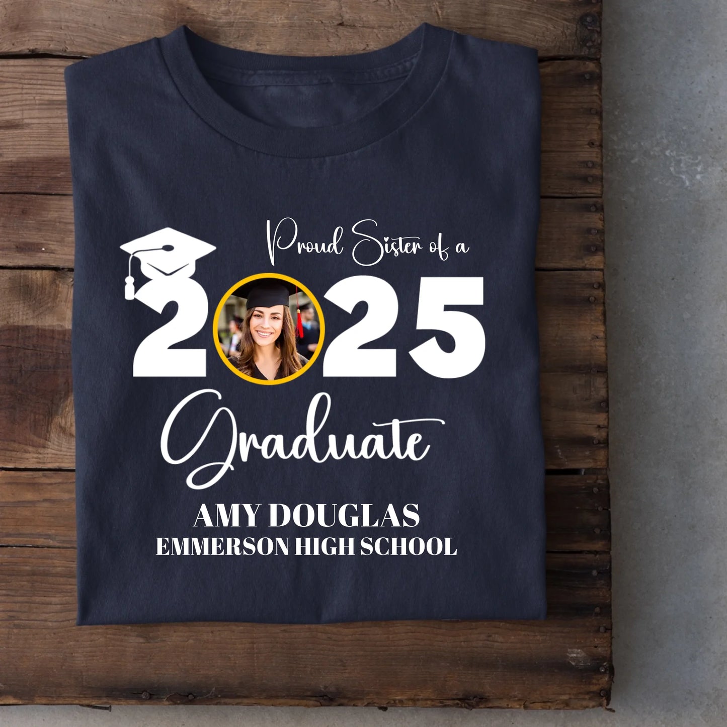 Custom Graduation Photo T-shirt, Proud Mom Of A Graduate