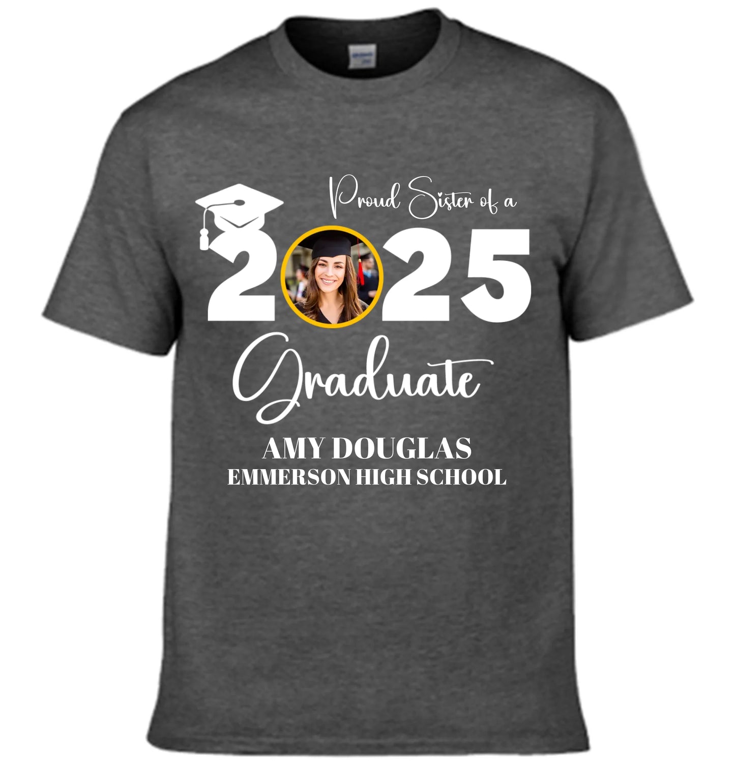 Custom Graduation Photo T-shirt, Proud Mom Of A Graduate