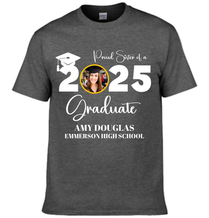 Custom Graduation Photo T-shirt, Proud Mom Of A Graduate