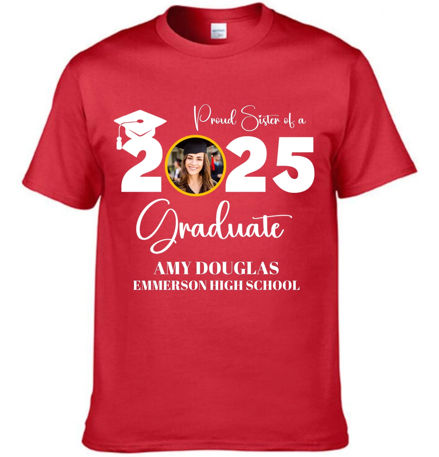 Custom Graduation Photo T-shirt, Proud Mom Of A Graduate