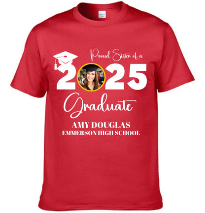 Custom Graduation Photo T-shirt, Proud Mom Of A Graduate