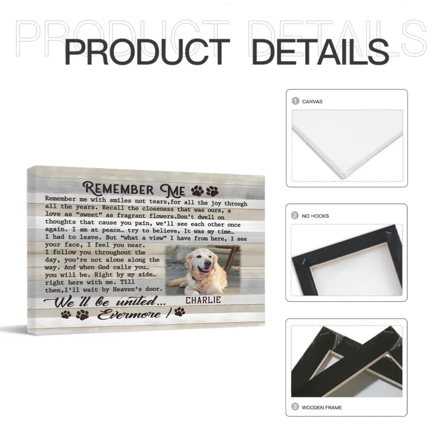 Custom Pet Photo Canvas Prints - personalized Text and Title for Pet Owners