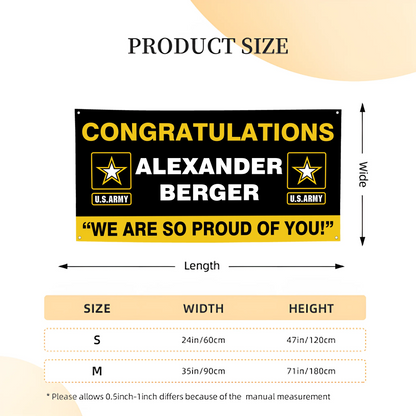 U.S. Army Graduation Banner - Congratulations Soldier We Are So Proud Of You Custom Congrats Sign