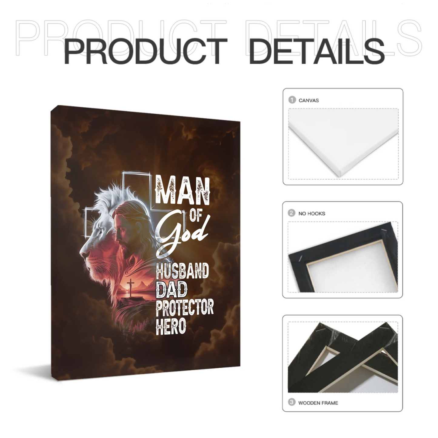 Man Of God Husband Dad Protector Hero - Personalized Painting Gift For Dad