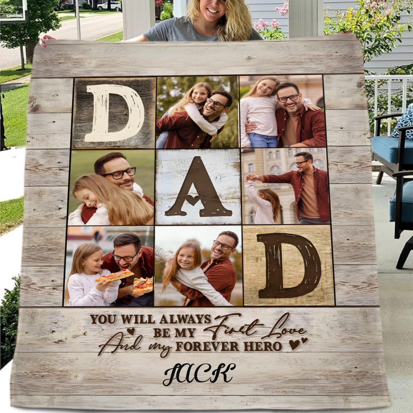 Dad Is The World - Personalized Blanket - Gift For Dad - From Son, Daughter, Wife