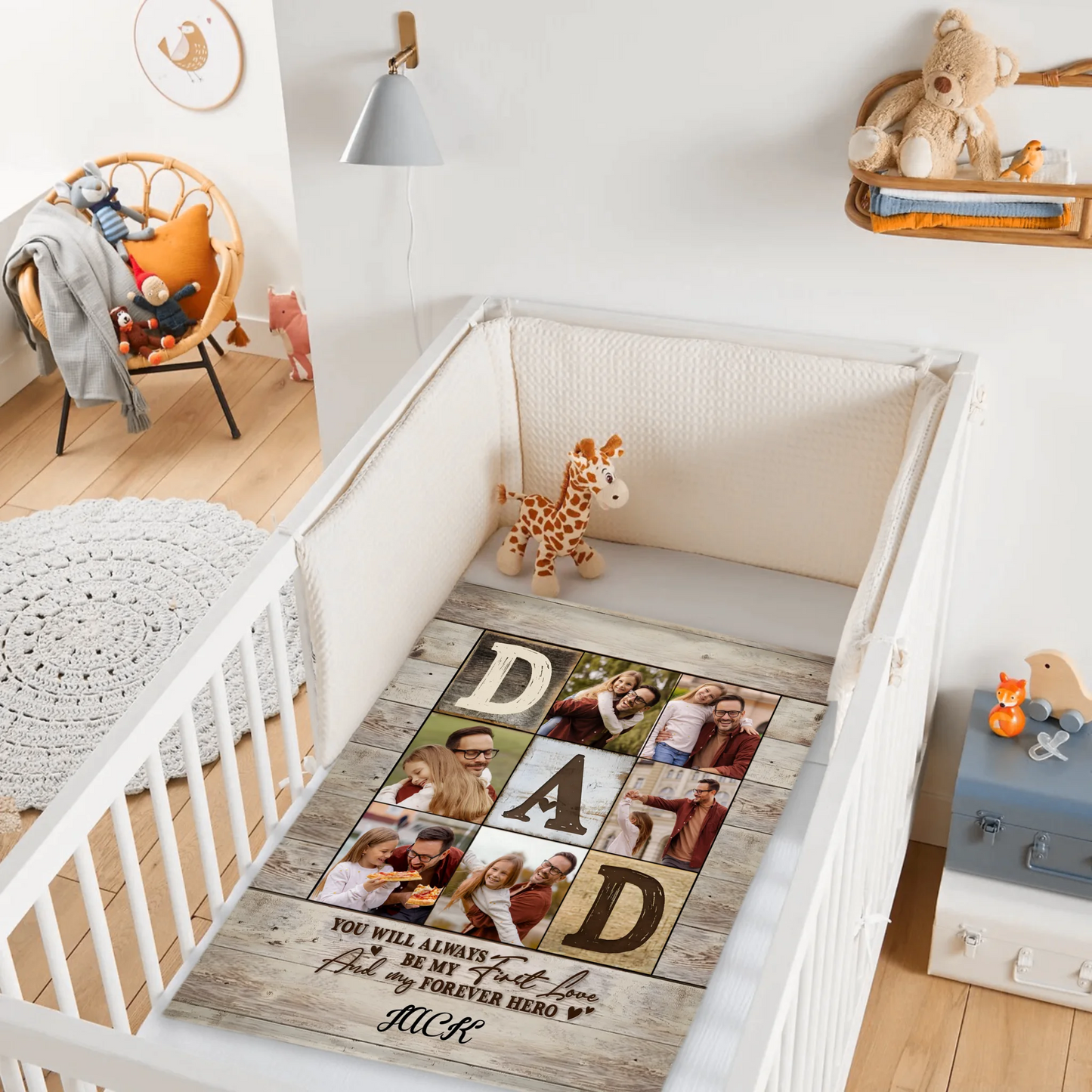 Dad Is The World - Personalized Blanket - Gift For Dad - From Son, Daughter, Wife