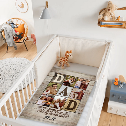 Dad Is The World - Personalized Blanket - Gift For Dad - From Son, Daughter, Wife