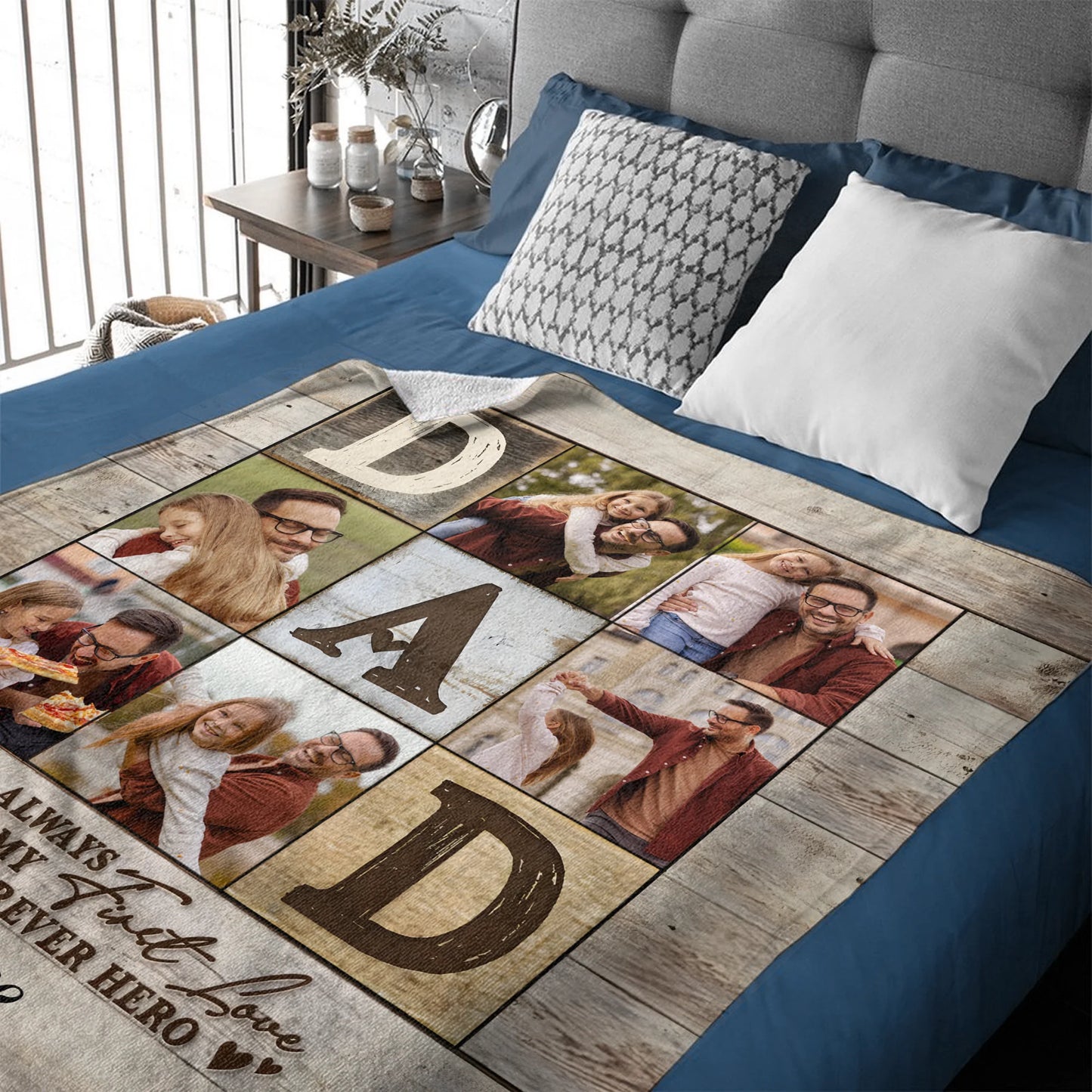 Dad Is The World - Personalized Blanket - Gift For Dad - From Son, Daughter, Wife