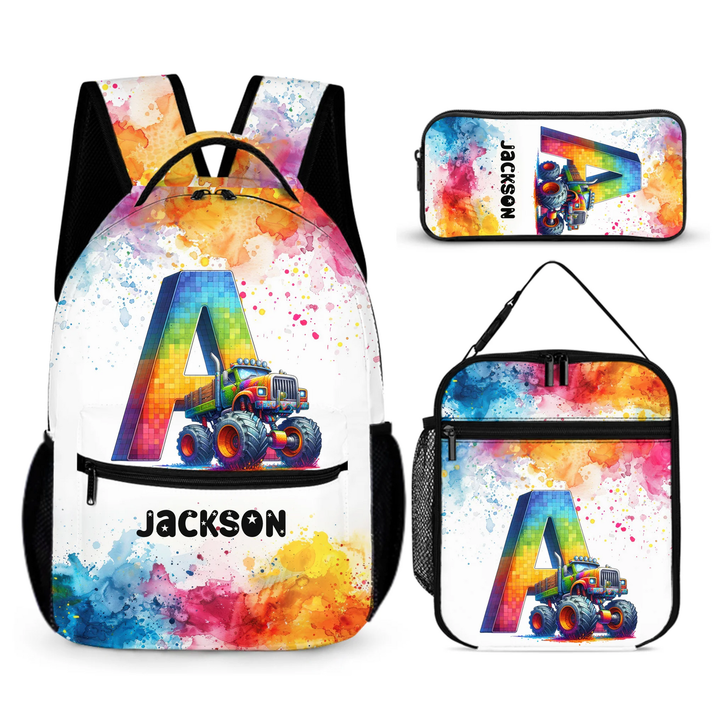 Personalized Truck Custom Name Backpack - Car  Backpack Gift For Student