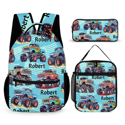 Personalized Truck Custom Name Backpack - Car  Backpack Gift For Student
