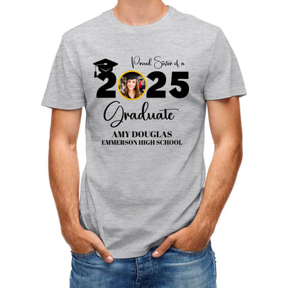 Custom Graduation Photo T-shirt, Proud Mom Of A Graduate