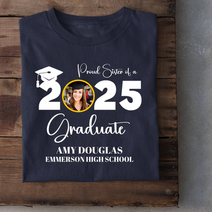 Custom Graduation Photo T-shirt, Proud Mom Of A Graduate