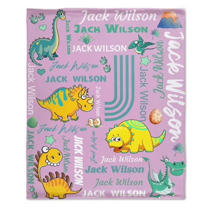 Customized Dinosaur Name Blanket - Dinosaur Print Custom Boy Blanket - Personalized Baby Birthday Gifts