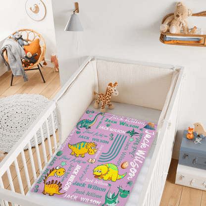 Customized Dinosaur Name Blanket - Dinosaur Print Custom Boy Blanket - Personalized Baby Birthday Gifts