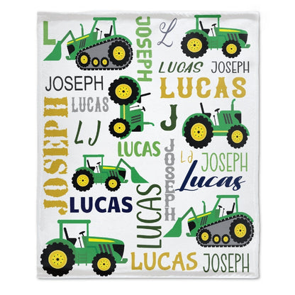 Personalized Farm Tractor Name Custom Blanket