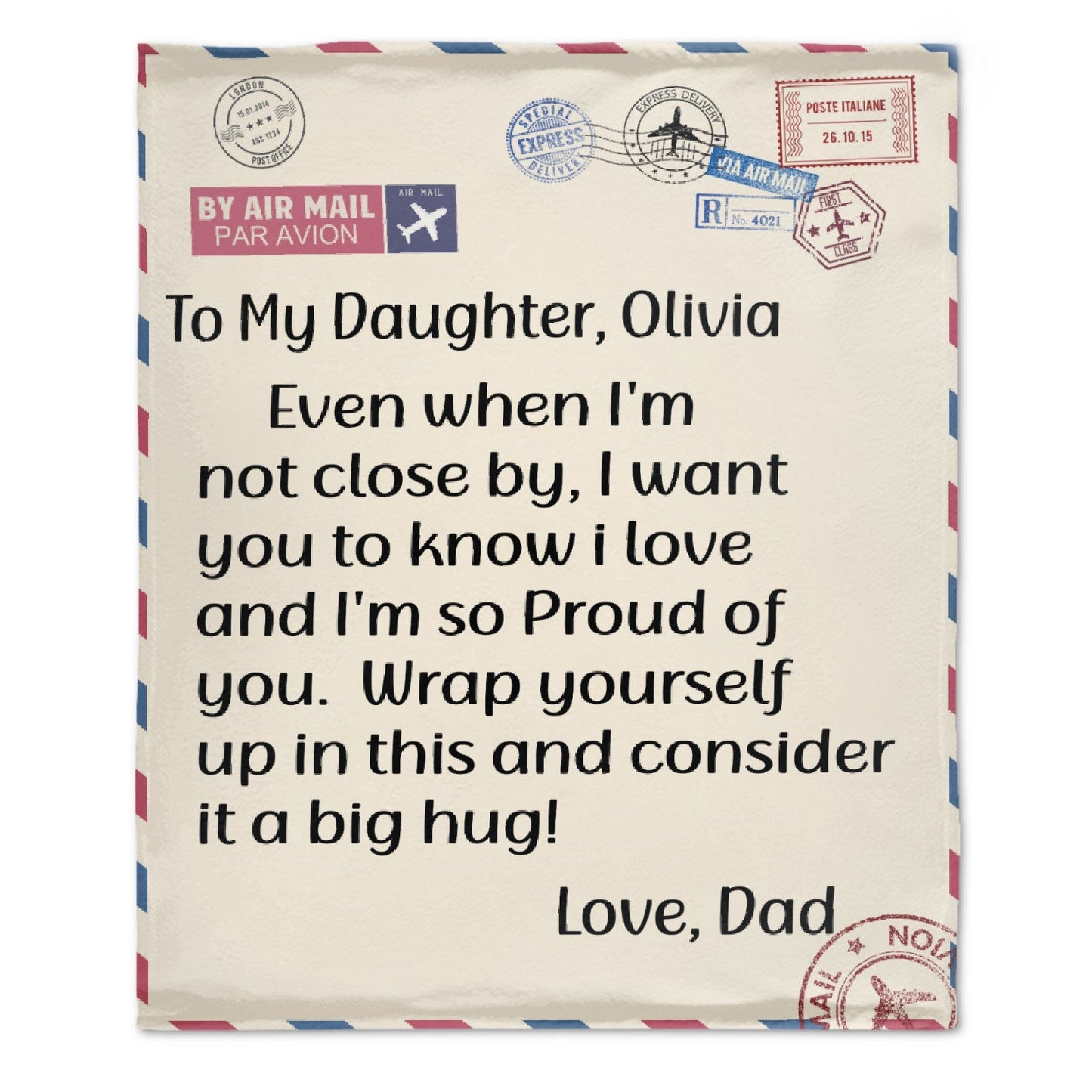 Personalized Custom Airmail Throw Blanket For Family