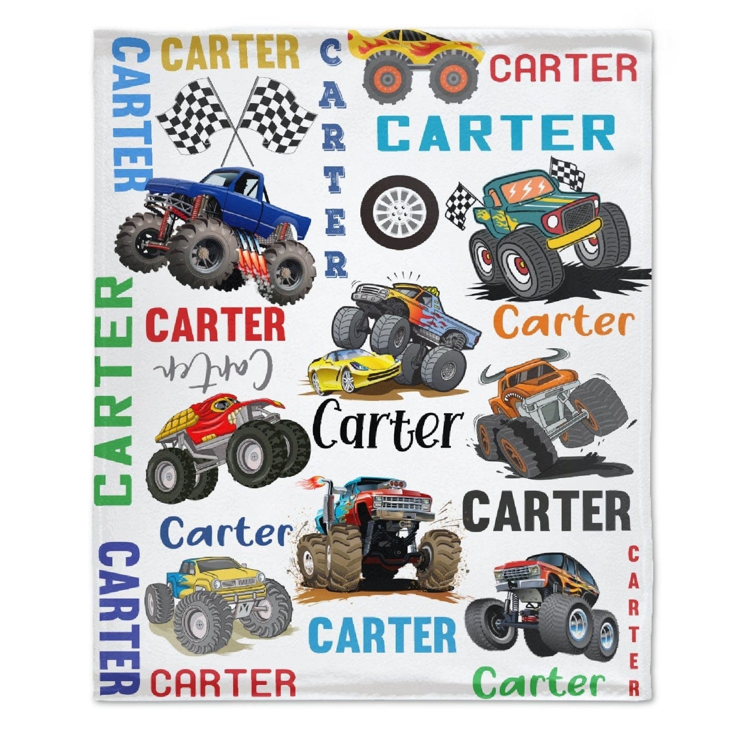 Personalized Name Customized Monster Truck Blanket