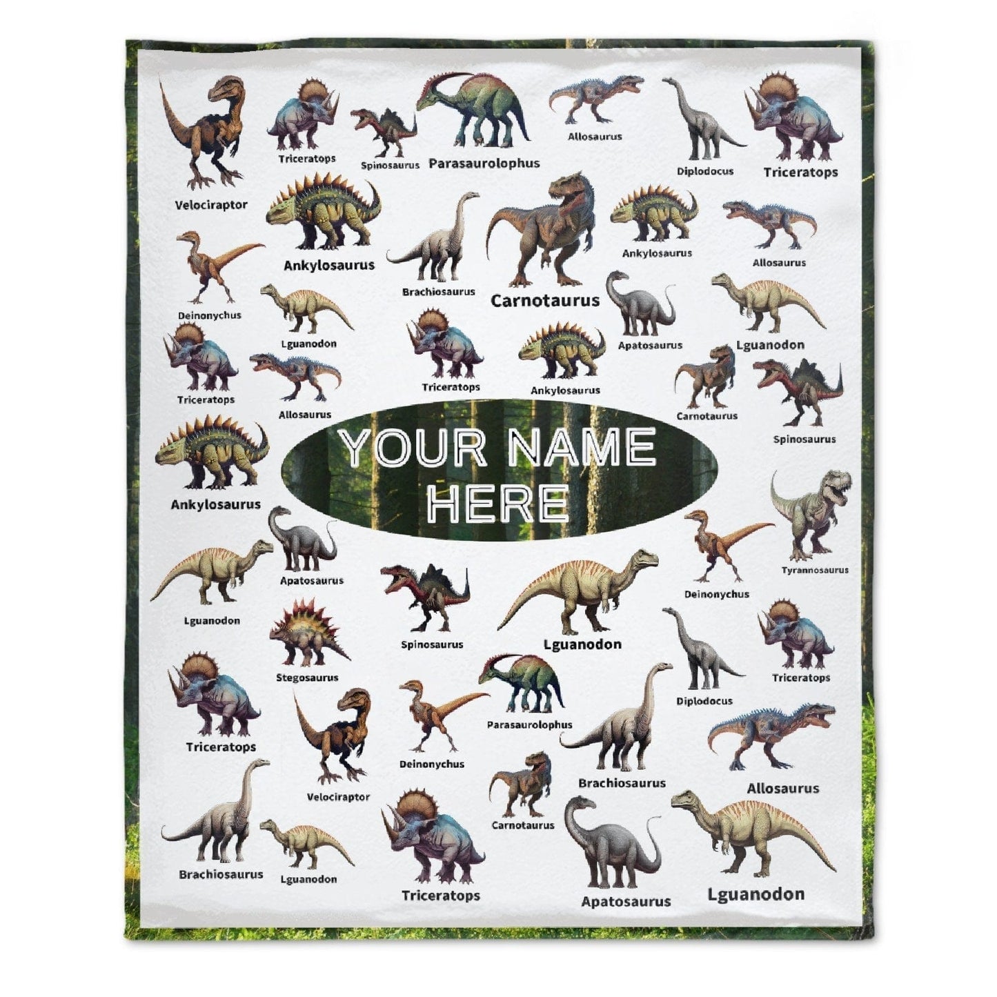 Personalized Jurassic Dinosaur Name Custom Blanket