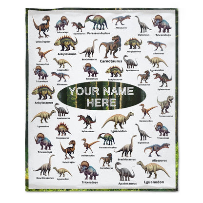 Personalized Jurassic Dinosaur Name Custom Blanket