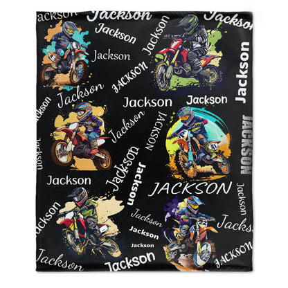 Personalized Custom Name Motocross Rider  Blankets Blanket For Kids