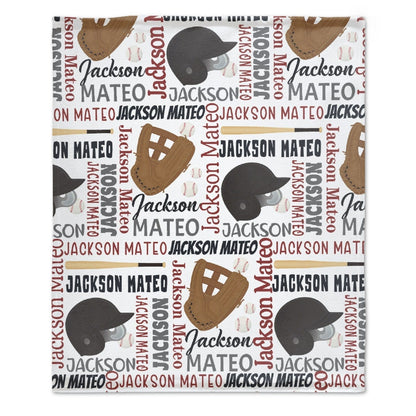 Personalized Name Custom Baseball Blanket