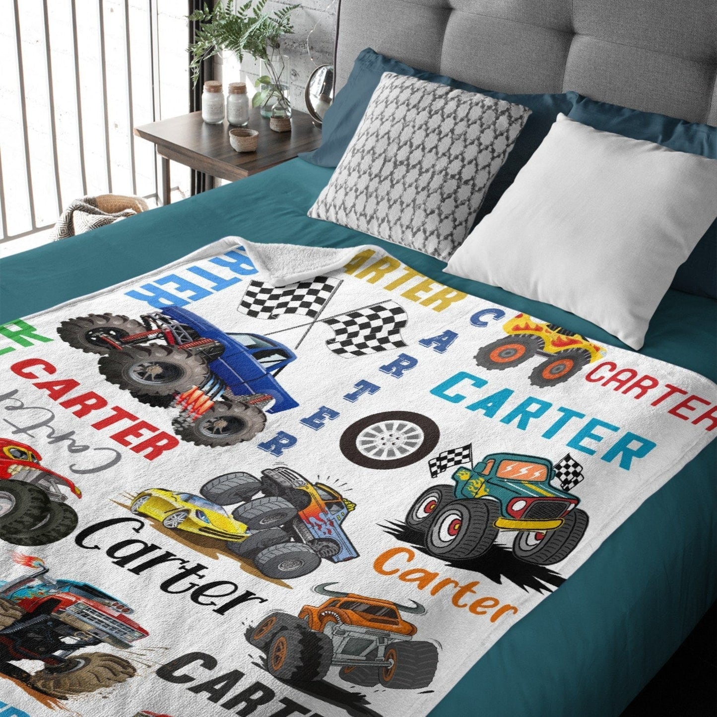 Personalized Name Customized Monster Truck Blanket