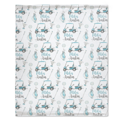Personalized Swaddle Golf Nursery Theme Baby Blanket - Golf
