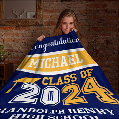 Class of 2024 Custom Name Soft Blanket - Graduation Gift