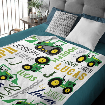 Personalized Farm Tractor Name Custom Blanket