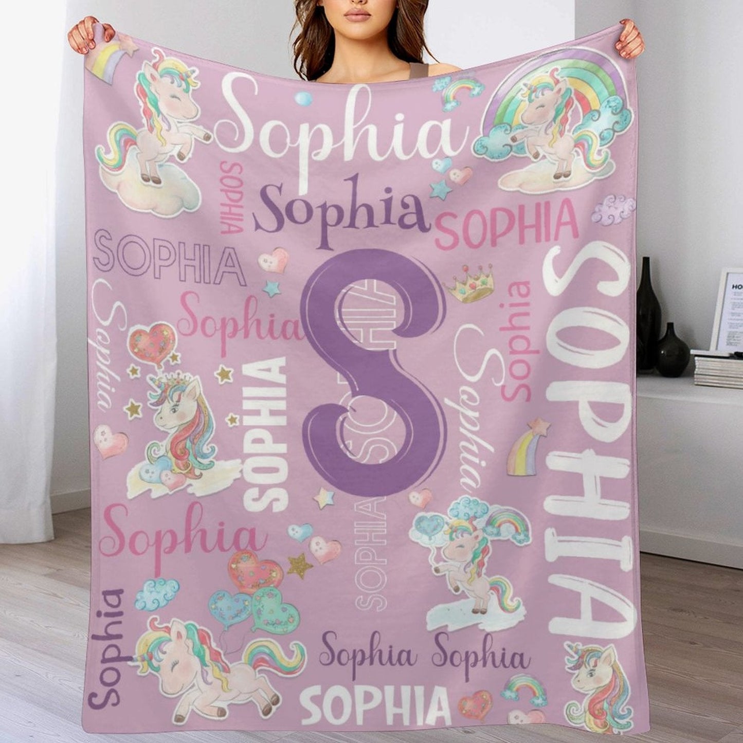 We pay shipping✈️Personalized Unicorn Blanket for Girls Name Blankets