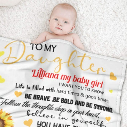 Sunflower Custom Name Blanket-Gift for Daughter - Virudhaka