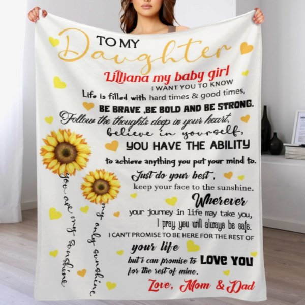 Sunflower Custom Name Blanket-Gift for Daughter - Virudhaka