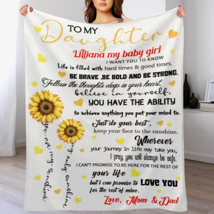 Sunflower Custom Name Blanket-Gift for Daughter - Virudhaka