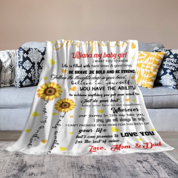 Sunflower Custom Name Blanket-Gift for Daughter - Virudhaka