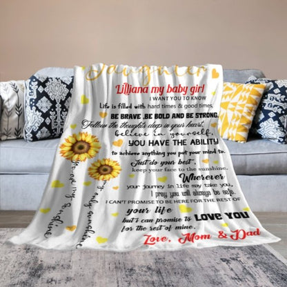 Sunflower Custom Name Blanket-Gift for Daughter - Virudhaka