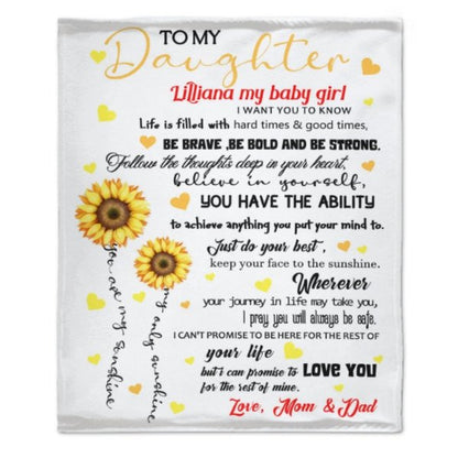 Sunflower Custom Name Blanket-Gift for Daughter - Virudhaka